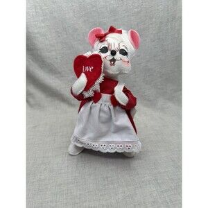 Annalee Valentine Girl Mouse 2016 Posable Doll 8” Heart Love Red White Galentine